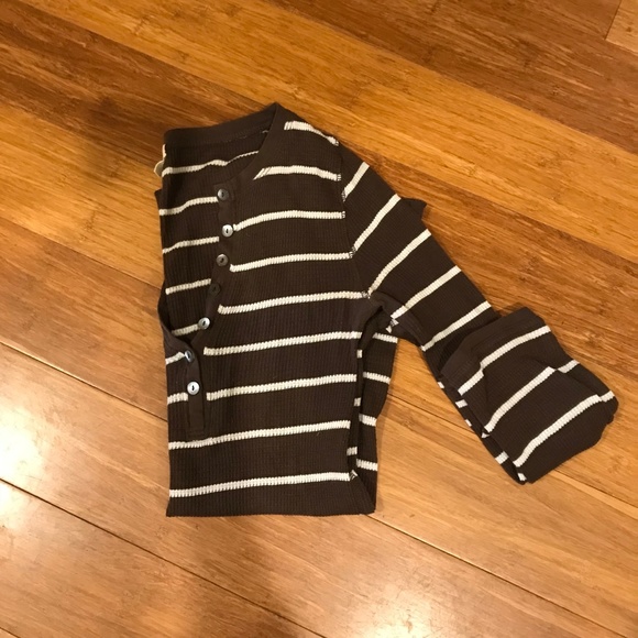 J Crew ribbed striped 3/4 length sleeve henley - Picture 1 of 2